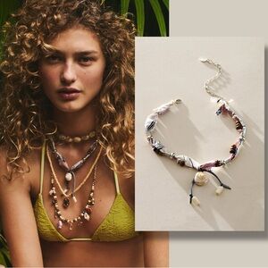 Free People Ariana Ost Alpha Choker in Neutral NWT Shell Bohemian Gypsy Necklace